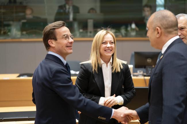 President Meloni at the first working session of the European Council meeting