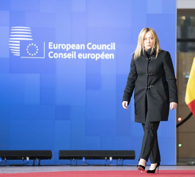 President Meloni arrives at the European Council headquarters