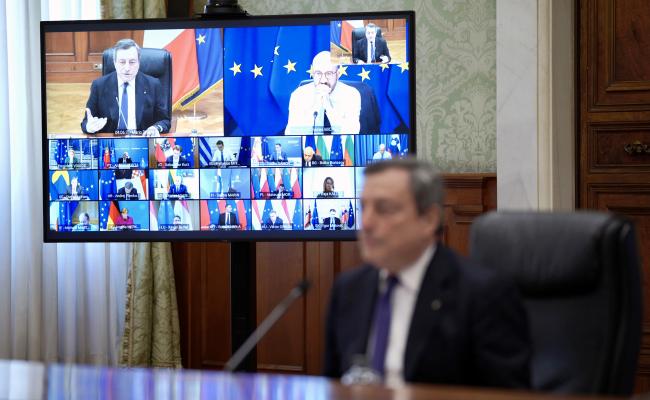 Il Presidente Draghi partecipa alla Videoconferenza dei membri del Consiglio europeo