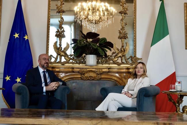 President Meloni meets with President Michel at Palazzo Chigi
