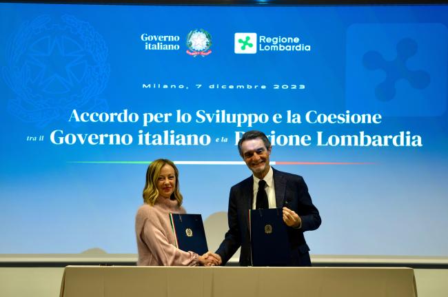 Signing ceremony for Development and Cohesion Agreement between the Government and the Lombardy Region