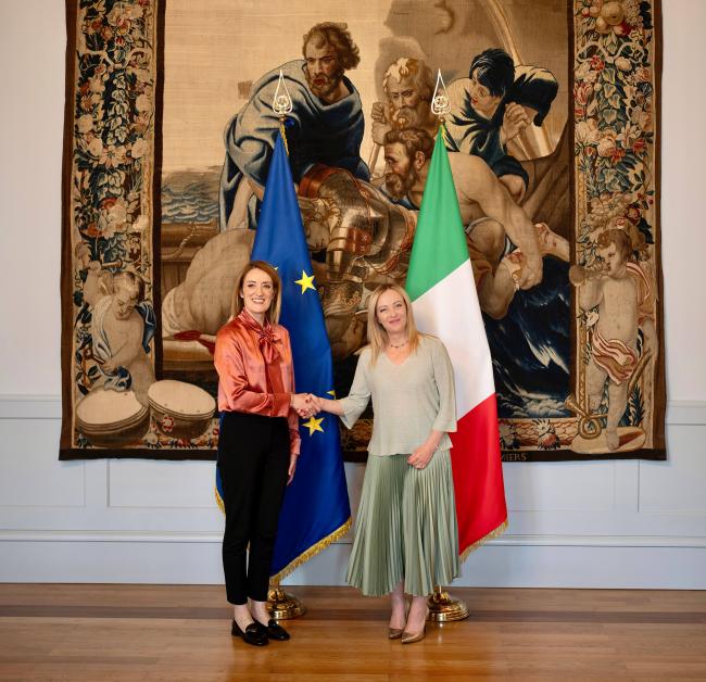 President Meloni meets with the President of the European Parliament