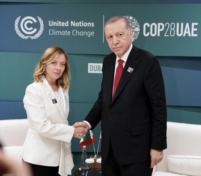 COP28, incontro bilaterale del Presidente Meloni con il Presidente della Repubblica di Turchia