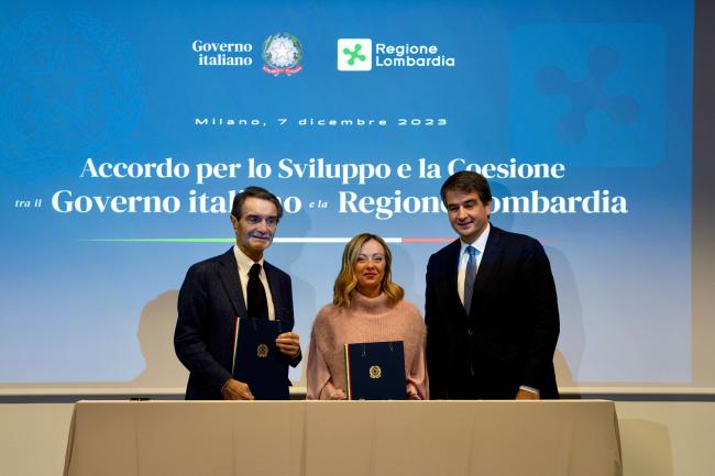 Signing ceremony for Development and Cohesion Agreement between the Government and the Lombardy Region