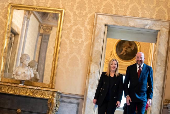 President Meloni meets with President of the European Council Michel at Palazzo Chigi