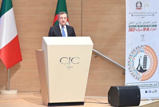 Prime Minister Draghi delivers speech at the Italy-Algeria Business Forum