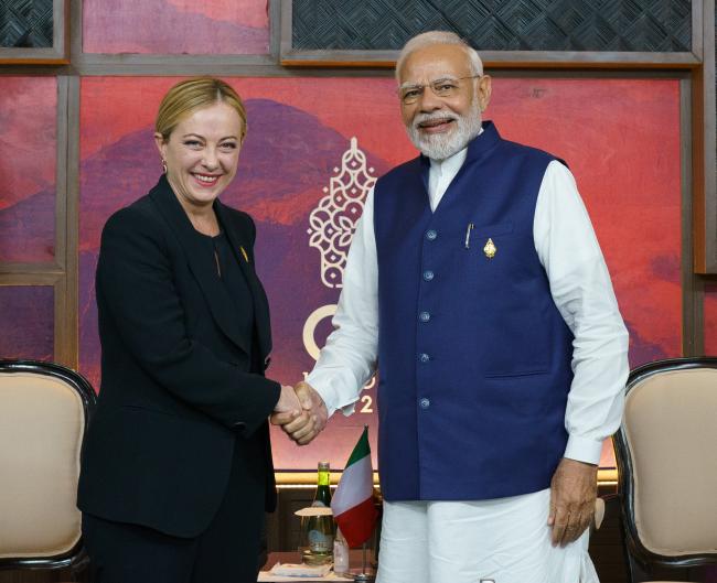 Il Presidente Meloni con il Primo Ministro dell’India Modi