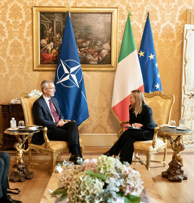 Il Presidente Meloni incontra il Segretario Generale della NATO Stoltenberg