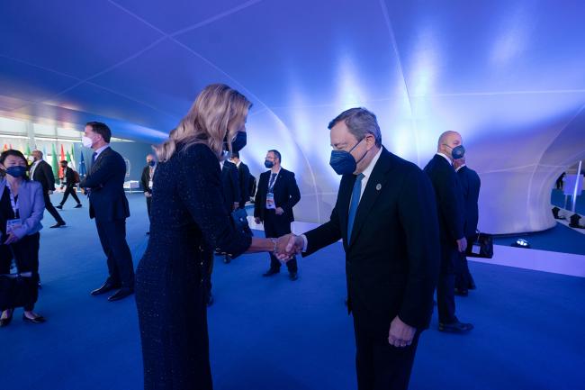  Il Presidente Mario Draghi e S.M. Regina Máxima dei Paesi Bassi UNSGSA 