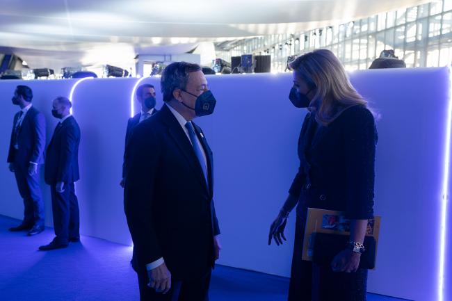  Il Presidente Mario Draghi e S.M. Regina Máxima dei Paesi Bassi UNSGSA 
