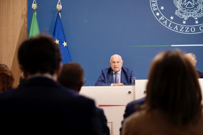 Minister Carlo Nordio during the press conference following Council of Ministers meeting no. 52