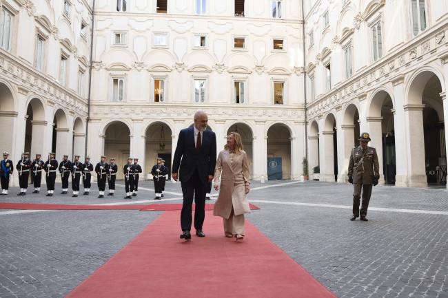 Il Presidente Meloni accoglie il Primo Ministro d'Albania Rama a Palazzo Chigi