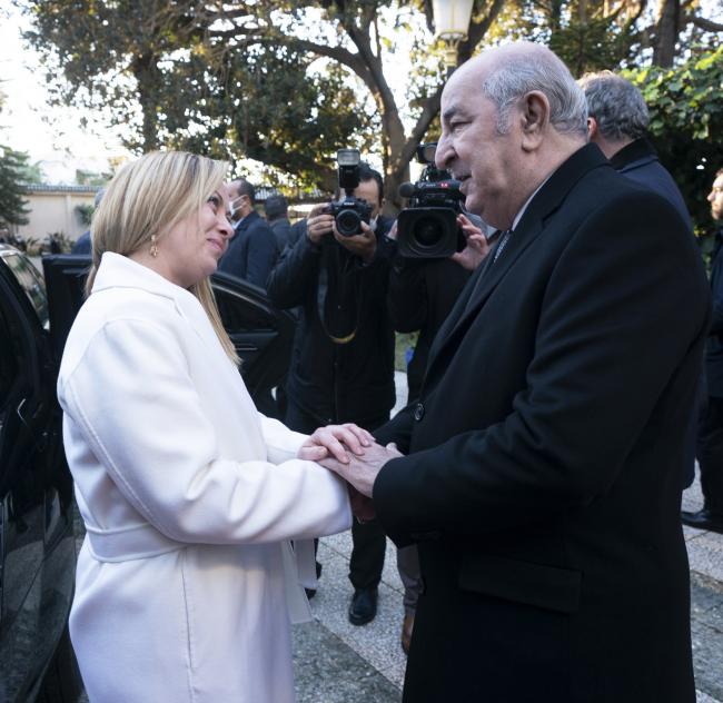 Il Presidente Meloni con il Presidente della Repubblica Algerina Democratica e Popolare Tebboune