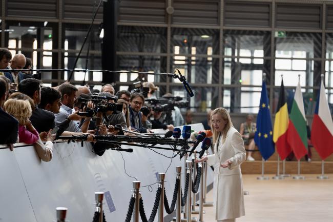 President Meloni’s doorstep following the European Council meeting