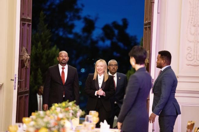 Il Presidente Meloni con il Primo Ministro Abiy Ahmed Ali al Palazzo Nazionale