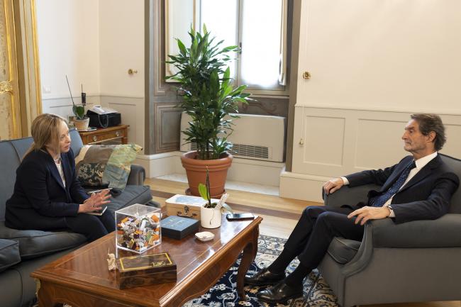 Il Presidente Meloni incontra a Palazzo Chigi il Presidente della Regione Lombardia