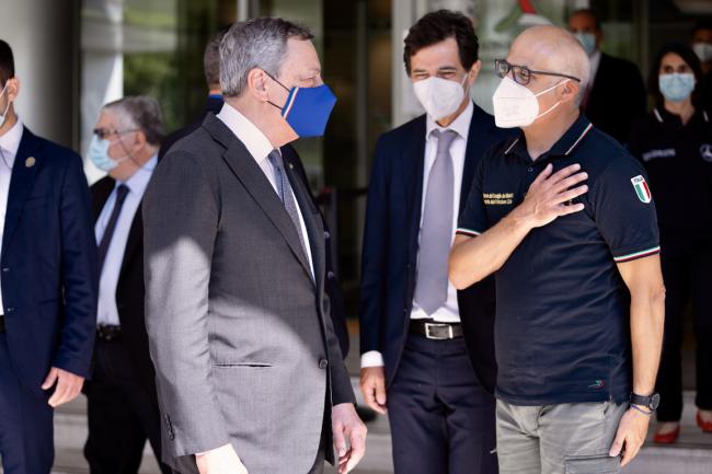 Draghi visita la sede operativa del Dipartimento della Protezione Civile