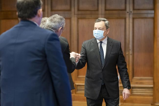 Il Presidente Draghi incontra i segretari generali di Cgil, Cisl e Uil