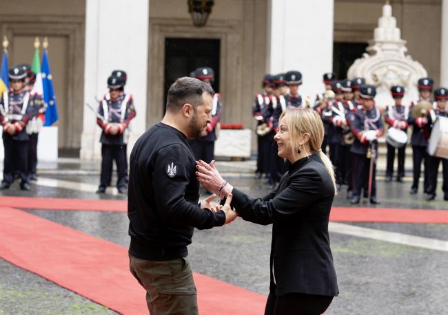 President Meloni welcomes President Zelensky to Palazzo Chigi