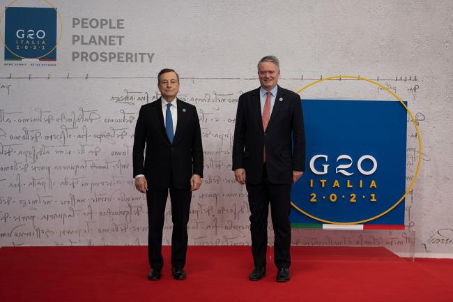 G20 Rome Summit, il Presidente Draghi accoglie il Segretario Generale dell'Organizzazione per la Cooperazione allo sviluppo economico Mathias Cormann