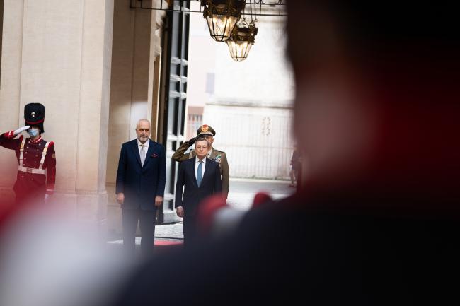Il Presidente Draghi accoglie il Primo Ministro albanese Rama a Palazzo Chigi