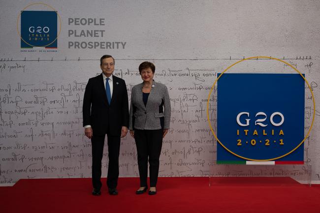 G20 Rome Summit, il Presidente Draghi accoglie la Managing Director del Fondo Monetario Internazionale, Kristalina Georgieva