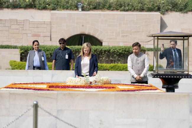 Visita del Presidente Meloni al Memoriale del Mahatma Gandhi