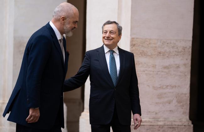 Il Presidente Draghi accoglie il Primo Ministro albanese Rama a Palazzo Chigi