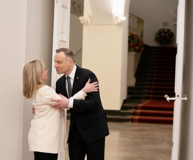 President Meloni meets with the President of the Republic of Poland, Andrzej Duda