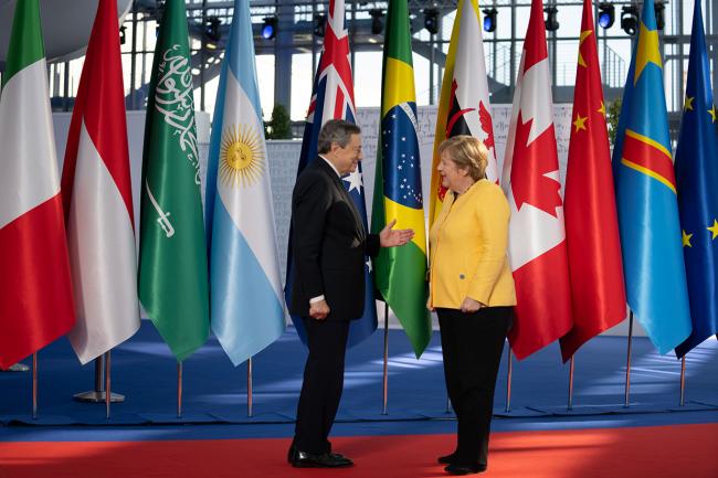 G20 Rome Summit, il Presidente Draghi accoglie la Cancelliera della Repubblica Federale di Germania, Angela Merkel
