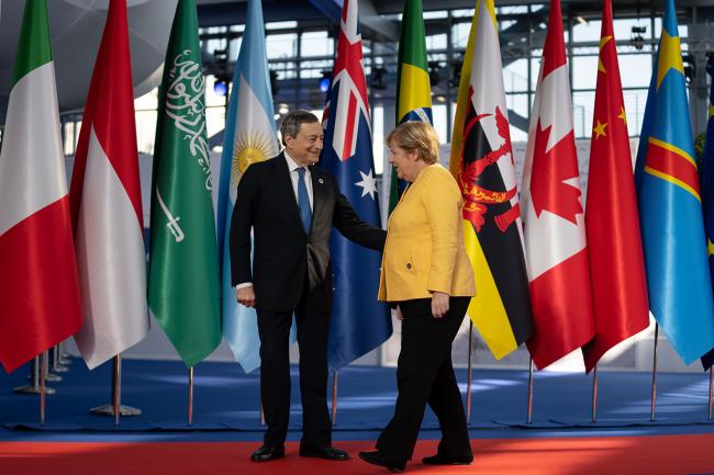 G20 Rome Summit, il Presidente Draghi accoglie la Cancelliera della Repubblica Federale di Germania, Angela Merkel
