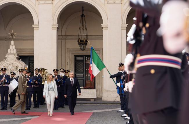 The President of Uzbekistan arrives at Palazzo Chigi