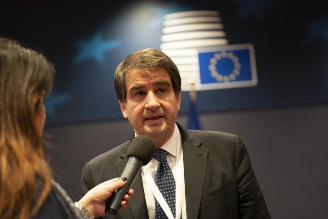 Minister Fitto addresses journalists in the margins of the European Council meeting