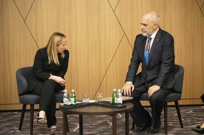Il Presidente Meloni con il Primo Ministro albanese Rama