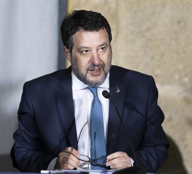 Vice-President and Minister Salvini during the press conference following the Council of Ministers meeting in Cutro