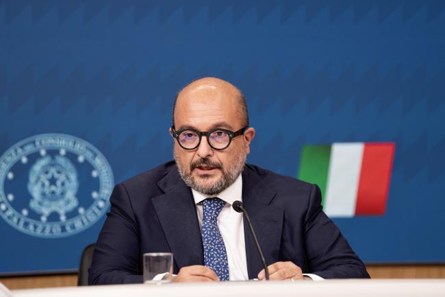 Minister Sangiuliano during the press conference following Council of Ministers meeting no. 48