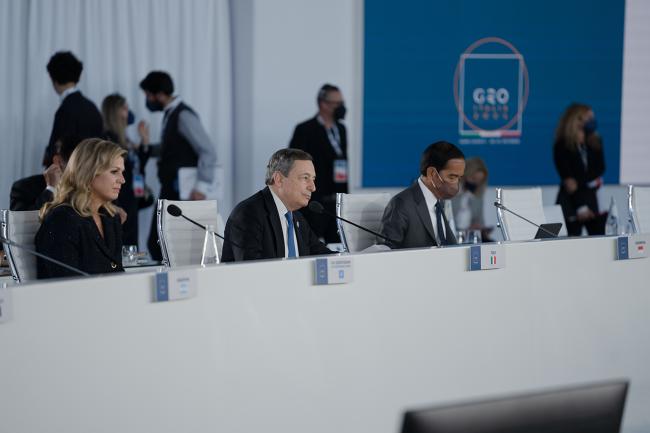 Il Presidente Mario Draghi e S.M. Regina Máxima dei Paesi Bassi UNSGSA
