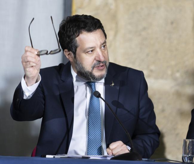 Vice-President and Minister Salvini during the press conference following the Council of Ministers meeting in Cutro