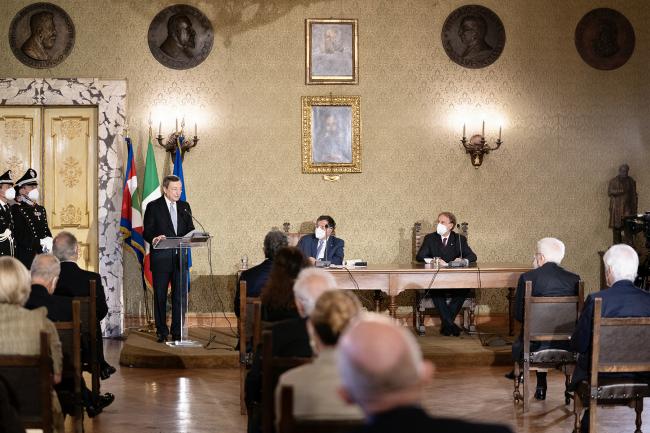 President of the Council of Ministers Mario Draghi at the ceremonial closing of the academic year at Accademia dei Lincei
