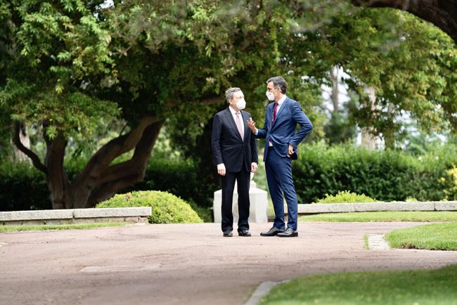 Incontro del Presidente Draghi con il Presidente Sanchez al Palacio Albéniz
