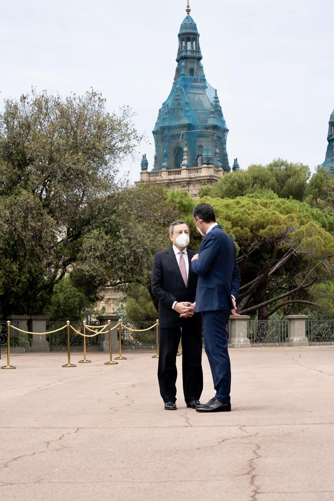 Incontro del Presidente Draghi con il Presidente Sanchez al Palacio Albéniz