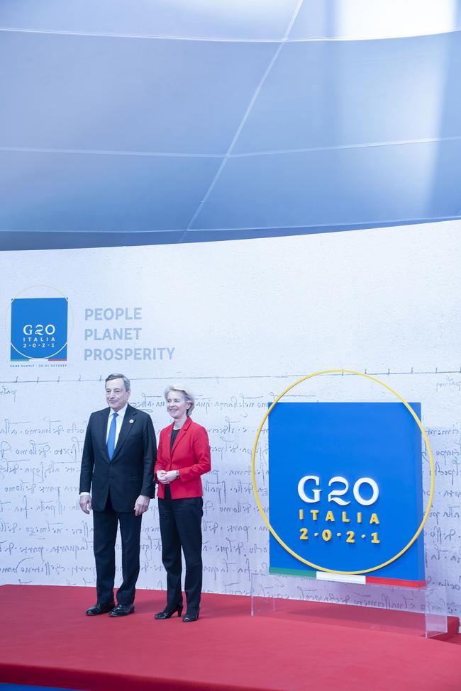 G20 Rome Summit, il Presidente Draghi accoglie la Presidente della Commissione Europea, Ursula von der Leyen