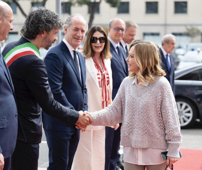 L'arrivo del Presidente Meloni a Veronafiere per il Vinitaly