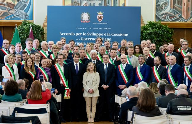 Cerimonia di firma dell'Accordo per lo sviluppo e la coesione tra il Governo e la Provincia autonoma di Trento