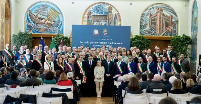 Cerimonia di firma dell'Accordo per lo sviluppo e la coesione tra il Governo e la Provincia autonoma di Trento