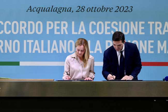 Signing ceremony for the Government – Marche Region Cohesion Agreement