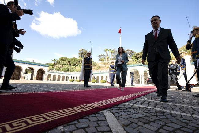 President Meloni arrives at Presidential Palace of Carthage