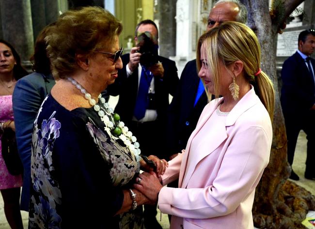 President Meloni with Maria Falcone