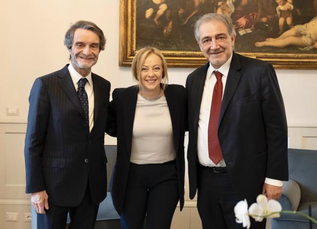 President Meloni meets with the Presidents of the Lazio and Lombardy Regions at Palazzo Chigi