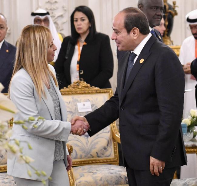 Il Presidente Meloni con il Presidente della Repubblica Araba d’Egitto Al-Sisi